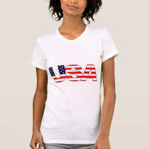 T-shirt Patriotique le mot USA dans les couleurs du drapea