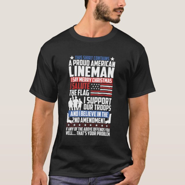 T-shirt Patriotique Lineman (Devant)