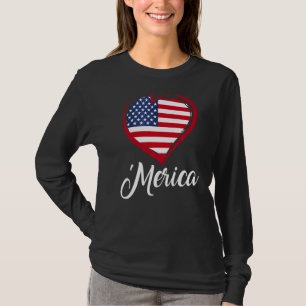 T-shirt Patriotique Merica Usa Drapeau Dans Mon Coeur Sung