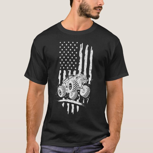 T-shirt Patriotique Monster Truck Driver Rider Lover Ameri (Devant)