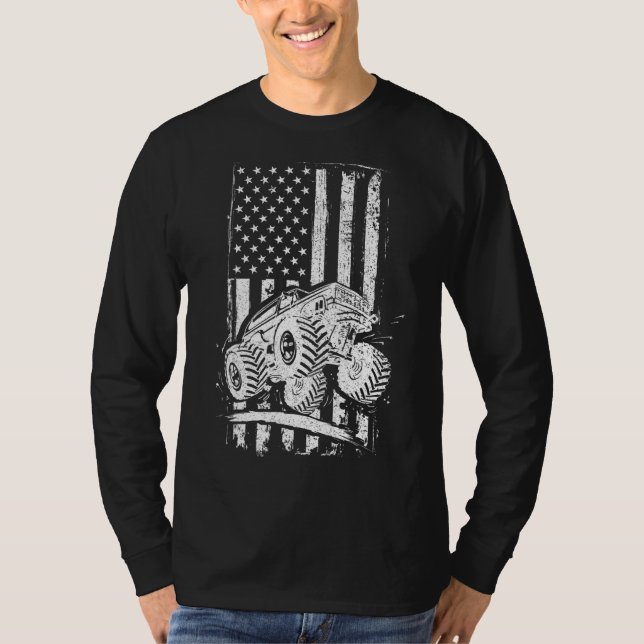 T-shirt Patriotique Monster Truck Driver Rider Lover Ameri (Devant)