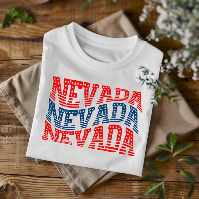 T-shirt Patriotique Nevada Rouge et Bleu Boho (Créateur téléchargé)
