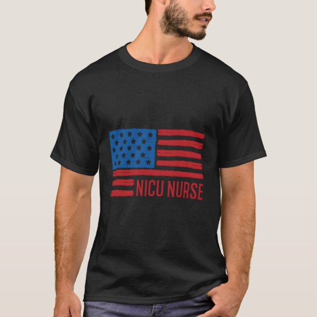 T-shirt Patriotique Nicu Nurse Drapeau Américain 4 juillet (Devant)