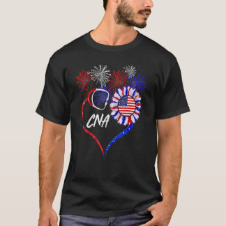 T-shirt Patriotique Nurse Can 4 juillet American Flag Sunf