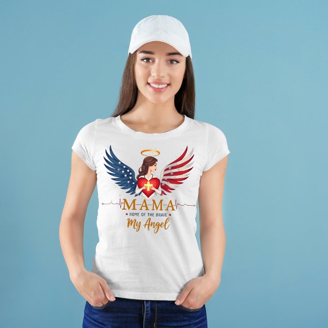 T-shirt Patriotique Nurse Maman - Maman, Mon Ange (Créateur téléchargé)