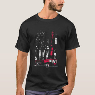 T-shirt Patriotique Pompier Camion Drapeau Américain Fir