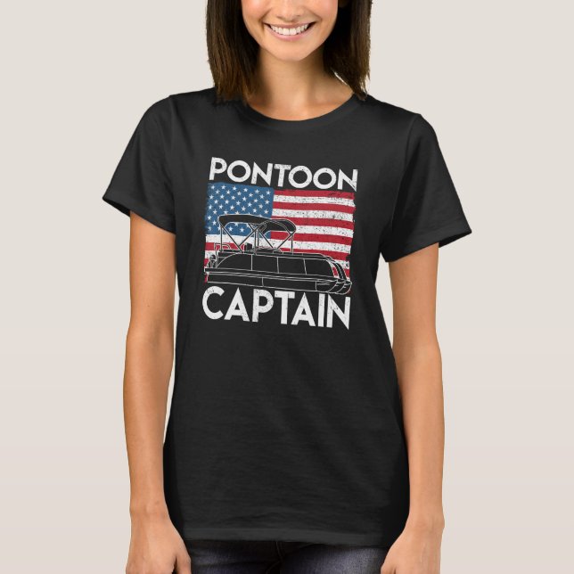 T-shirt Patriotique Ponton Capitaine Us Drapeau Américain  (Devant)
