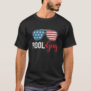 T-shirt Patriotique Pool Guy Lunettes de soleil Vintages P