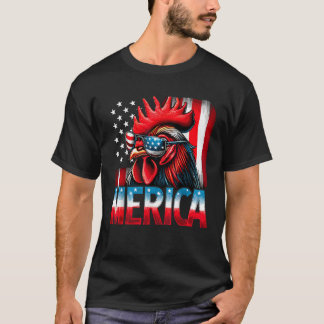 T-shirt Patriotique Poulets USA Drapeau Merica Picken 4e d