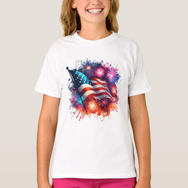 T-Shirt Patriotique pour Filles (Devant)