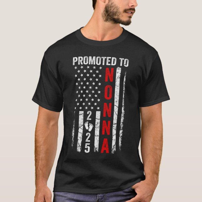 T-shirt Patriotique Promu À Nonna 2025 Première Fois Nouve (Devant)