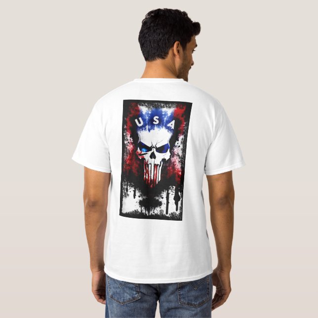 T-shirt Patriotique Punisher (USA) Blanc (Dos entier)