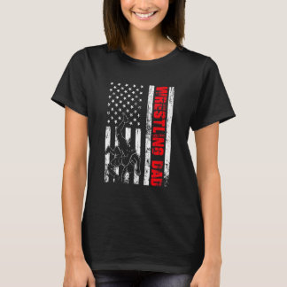 T-shirt Patriotique Rétro Usa Drapeau Américain Lutte Papa