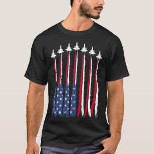 T-shirt Patriotique Rouge Bleu Bleu Usa Drapeau Jets 4e