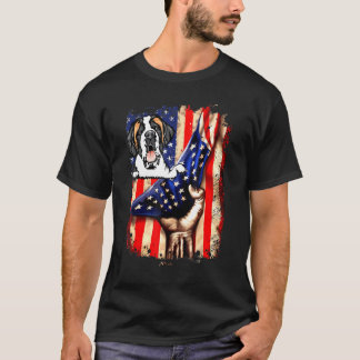 T-shirt Patriotique Saint Bernard Drapeau Américain Chien 