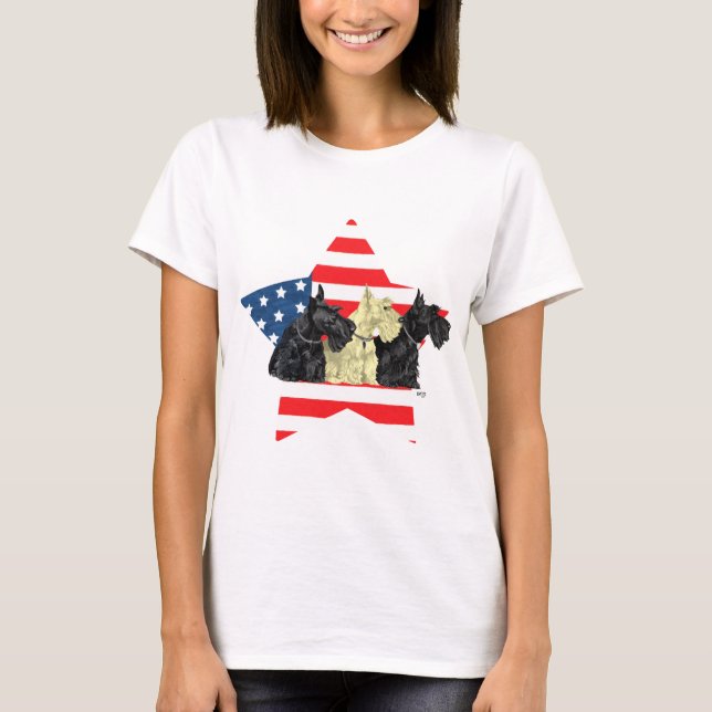 T-shirt Patriotique Scottish Terriers (Devant)