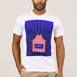 T-shirt Patriotique USA Chef Rouge Blanc Bleu BBQ Cuisine