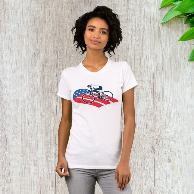 T-shirt Patriotique USA Cyclisme Américain Drapeau Vélo Ri (Créateur téléchargé)