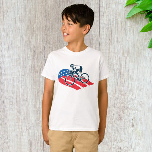T-shirt Patriotique USA Cyclisme Américain Drapeau Vélo Ri