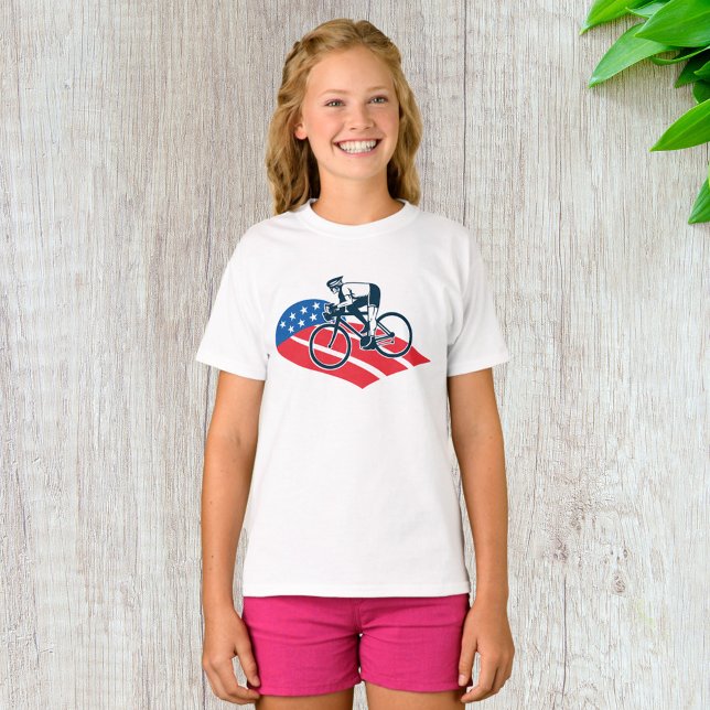 T-shirt Patriotique USA Cyclisme Américain Drapeau Vélo Ri (Créateur téléchargé)