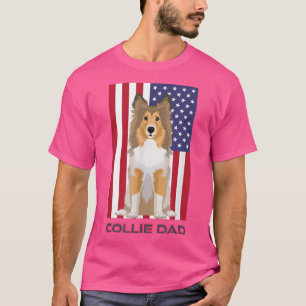 T-shirt Patriotique USA Drapeau brut Collie Chien Papa Tra