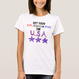 T-shirt Patriotique USA Rouge Blanc Bleu Étoiles