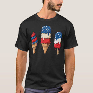 T-shirt Patriotiques Glaces Popsicles Drapeau Usa 4 Juille