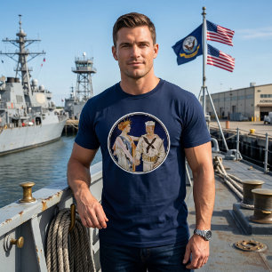 T-shirt Patriotisme vintage, Lady Liberty avec Marine Seam