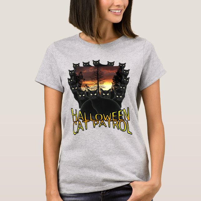 T-shirt Patrouille de chats d'Halloween (Devant)