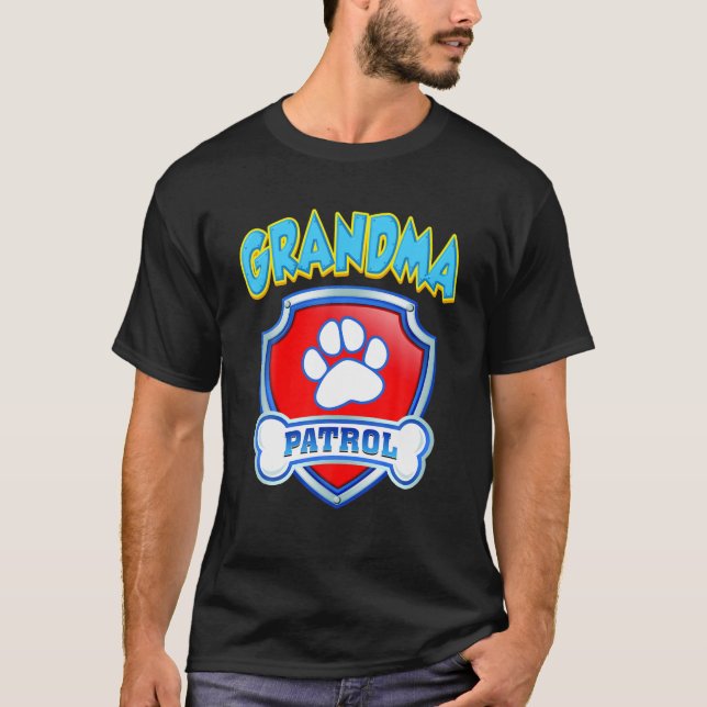 T-shirt Patrouille De Grand-Mère Drôle - Chien Maman, Papa (Devant)
