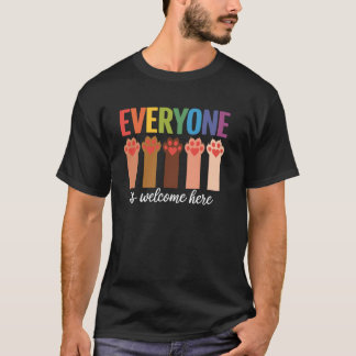 T-shirt Patte de Chat, Tout le Monde est le Bienvenu Ici P