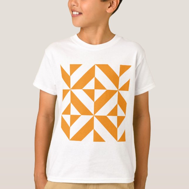 T-shirt Patters de Burnt Orange Geometric Deco Cube (Devant)