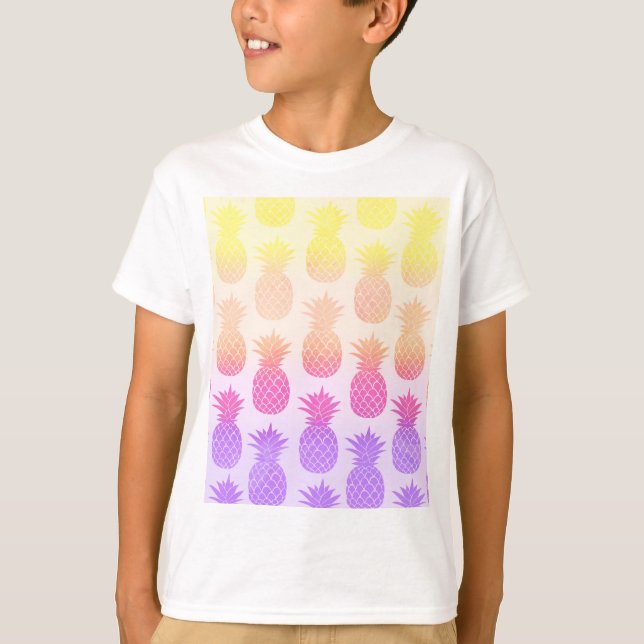 T-shirt Patters de Girly Topical Rainbow Summer Pineapples (Devant)