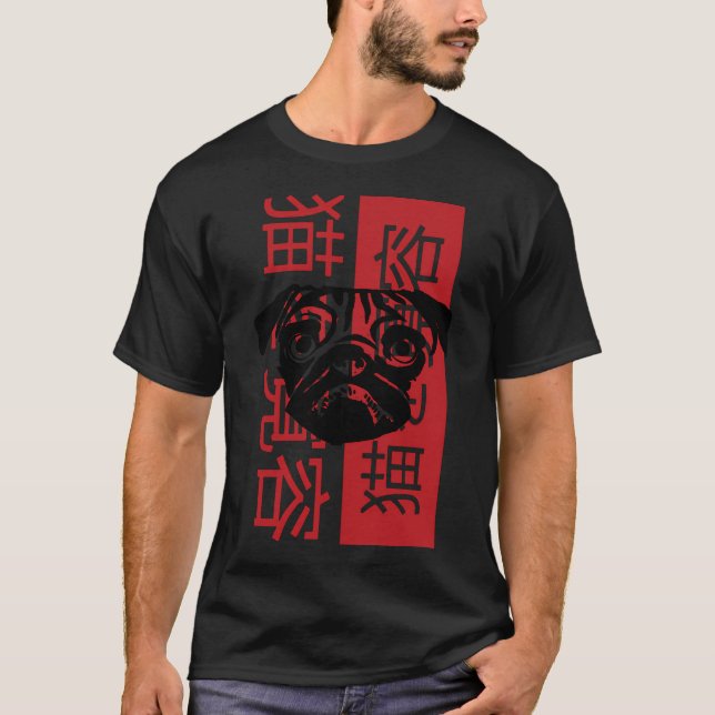 T-shirt Pattes d'Acceptation - Pug d'art de rue embrassant (Devant)