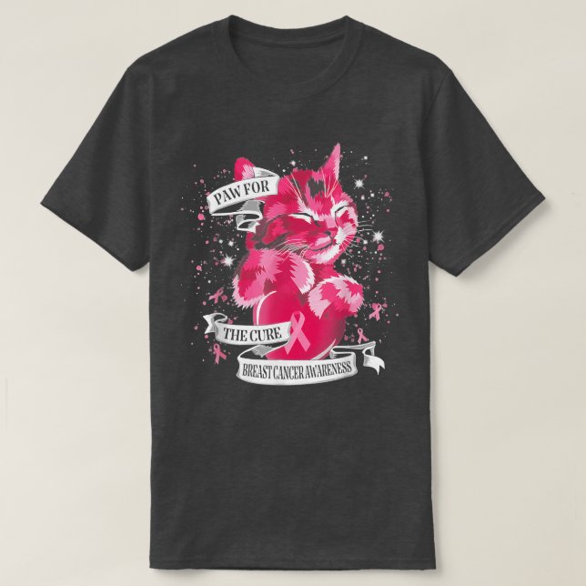 T-shirt Pattes De Chat Pour La Cure Conscience Du Cancer D (Design devant)