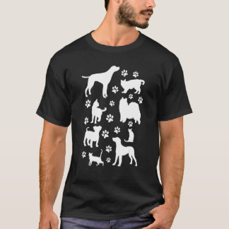 T-shirt Pattes de chien Chat   Chien     Chats et chiens m