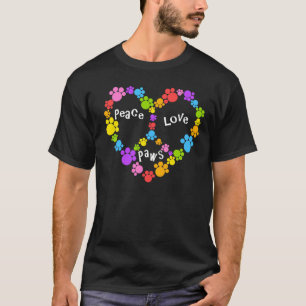 T-shirt pattes de signe de paix ! Coeur d'arc-en-ciel !
