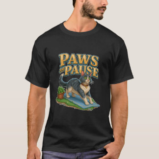 T-shirt Pattes et pause Chat de yoga drôle s'étirant sur u