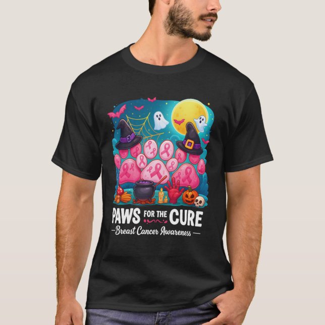 T-shirt Pattes Pour La Cure Ruban Rose Sensibilisation Au  (Devant)