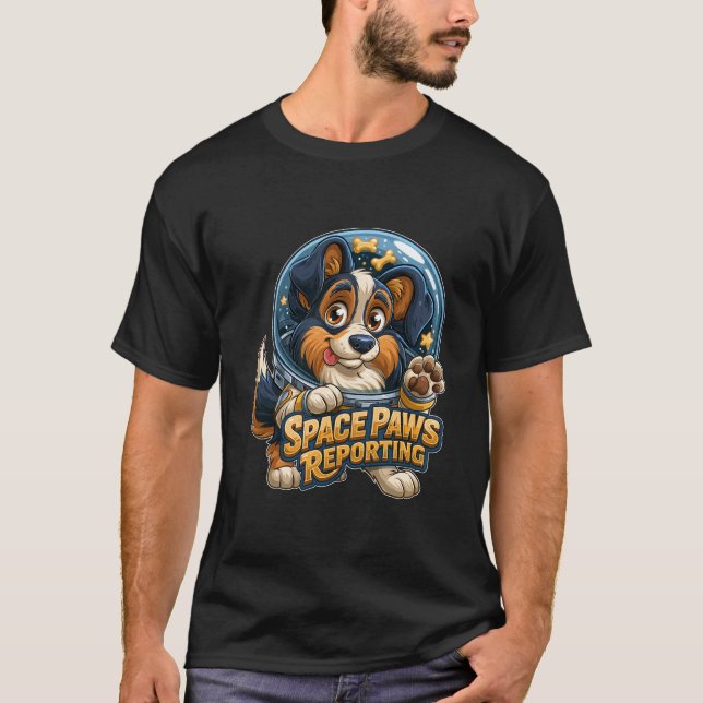 T-shirt Pattes Spatiales Rapportant Astronaute Chien (Devant)