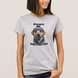 T-shirt Pattounes & Flocons - Motif de chien d'hiver