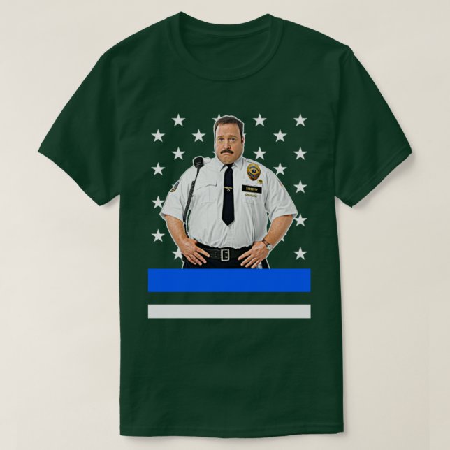 T-shirt Paul Blart Mall Cop épais Ligne bleue (Design devant)