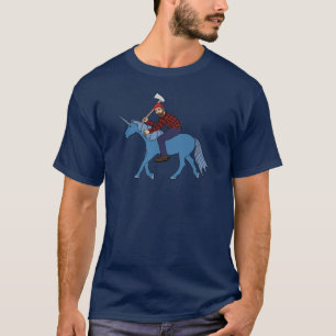 T-shirt Paul Bunyan montant la licorne bleue