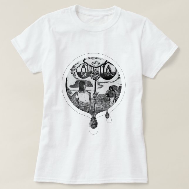 T-shirt Paul Gauguin-Je T'Entends. Tahiti bloc de bois T-S (Design devant)