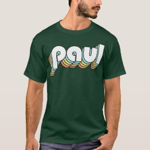 T-shirt Paul Retro Typographie arc-en-ciel style défraîchi