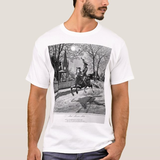 T-shirt Paul Revere's Ride.  Image 1775_Guerre (Devant)