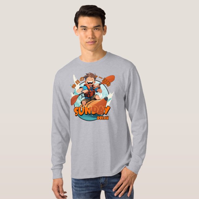 T-shirt Pause du dimanche | Manches longues pour hommes (Devant entier)