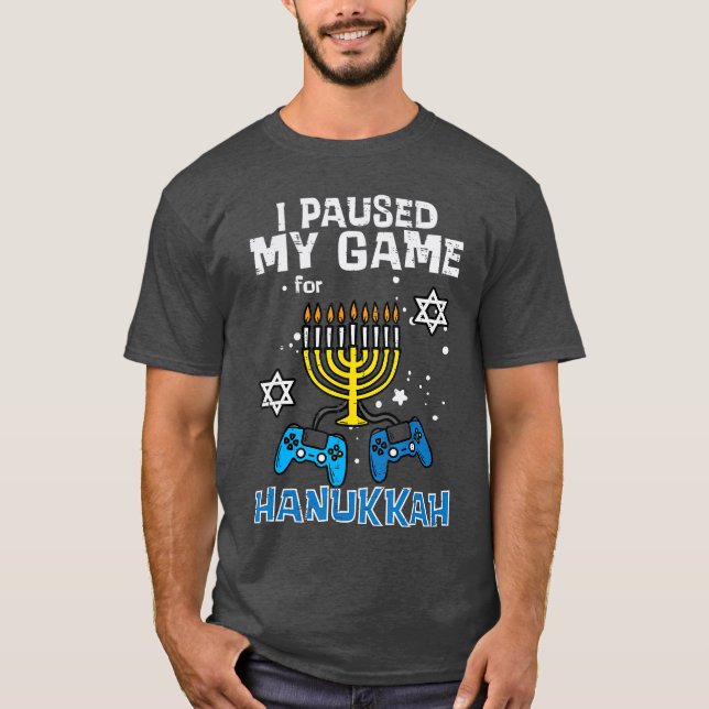 T-shirt Paused My Game Hanukkah Gamer Chanukah Gaming Boys (Devant)