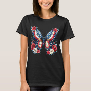 T-shirt Pavillon Et Fleurs Patriotique Américain