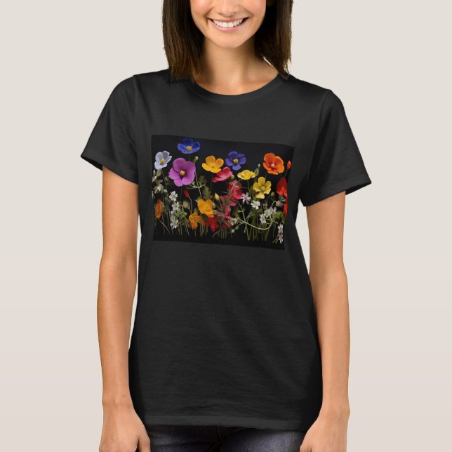 T-shirt Pavot coloré et autres fleurs (Devant)